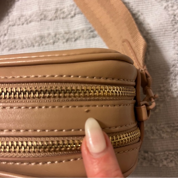 NWT Zara Tan Metal Trim Crossbody Camera Style Bag - Picture 7 of 7